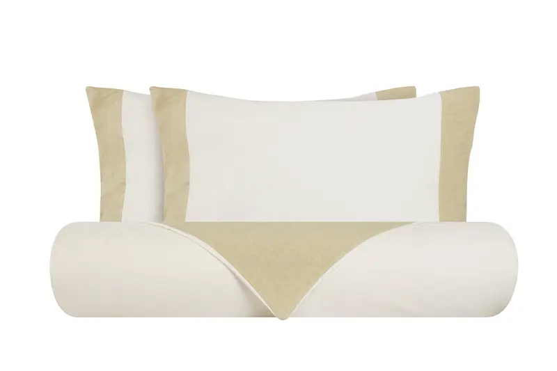 Set copripiumino federe parure copripiumino misto lino Made in Italy NATURALE/SABBIA