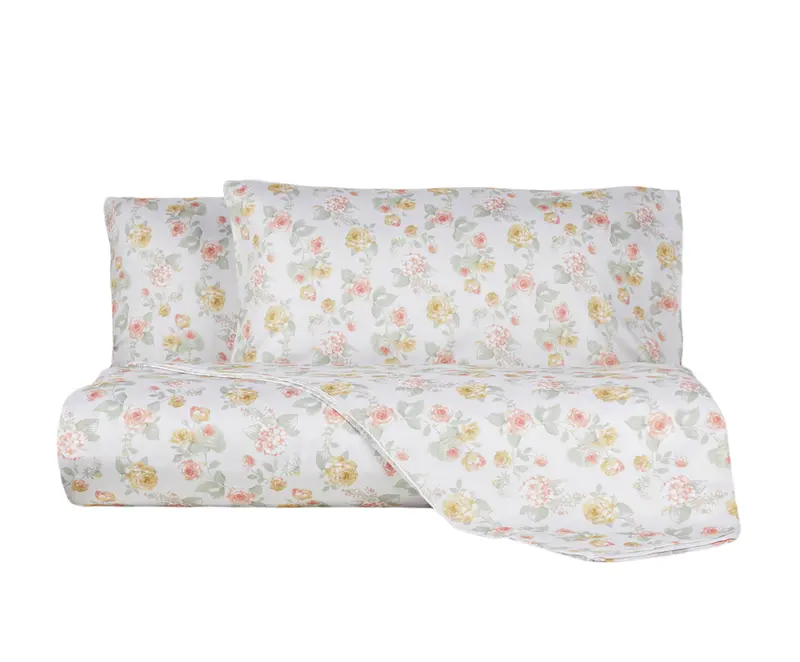Set Copripiumino Federe Parure Copripiumino Raso di Cotone, Made in Italy ROMANCE PESCA