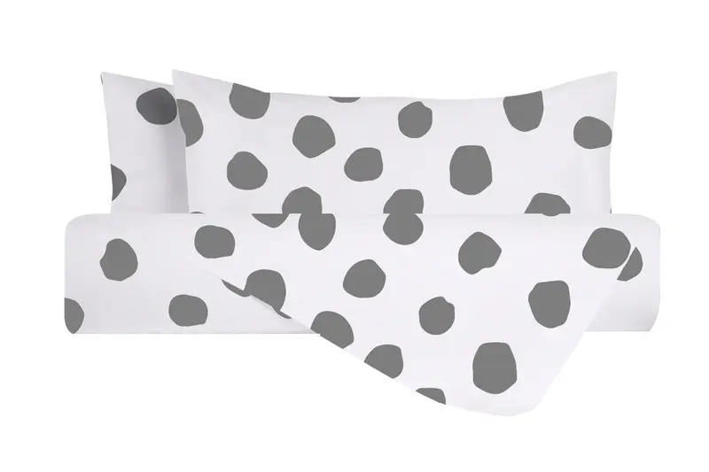 Set Copripiumino federe parure Copripiumino Stampa Digitale 100% Cotone, Made in Italy DOT MAXI GRIGIO