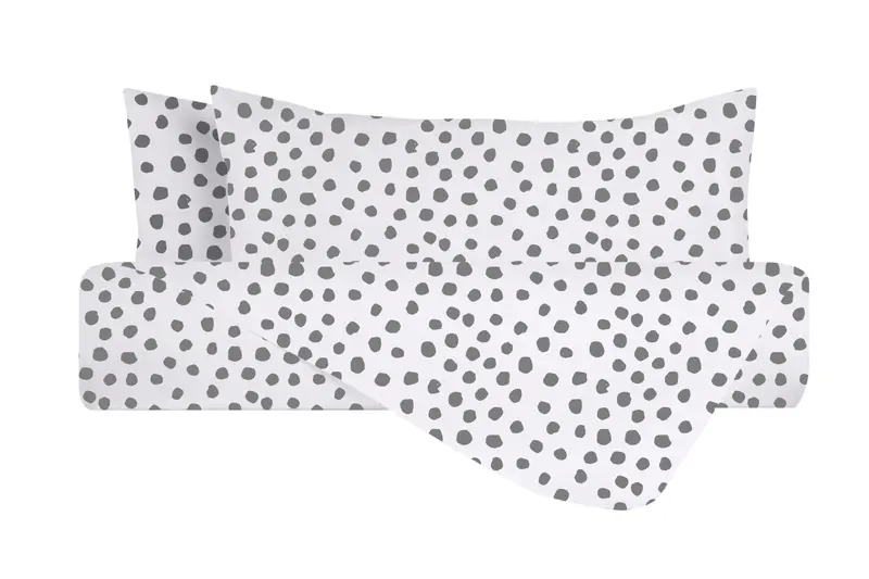 Set copripiumino federe parure copripiumino stampa digitale 100% cotone Made in Italy DOT MINI GRIGIO