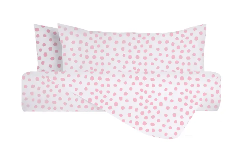 Set Copripiumino federe parure Copripiumino Stampa Digitale 100% Cotone, Made in Italy DOT MINI ROSA