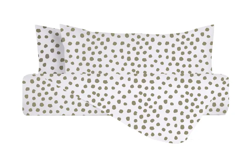 Set Copripiumino federe parure Copripiumino Stampa Digitale 100% Cotone, Made in Italy DOT MINI TORTORA