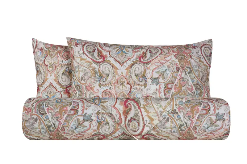 Set Copripiumino federe parure Copripiumino Stampa Digitale 100% Cotone, Made in Italy PAISLEY DORATO