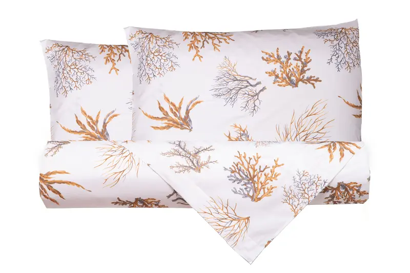 Set Copripiumino federe parure Copripiumino Stampa Digitale Cotone Made in Italy OCEANO OCRA