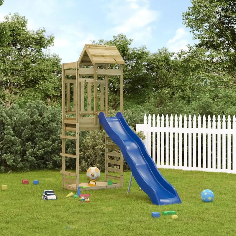 Set da Gioco in Legno per Bambini con Scivolo e Parete da Arrampicata
