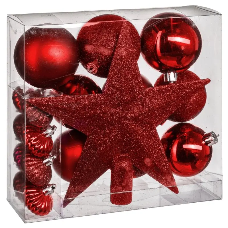 Set di 18 palline di natale rosso | rohome