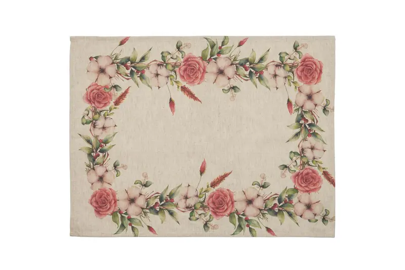 Set di 2 tovagliette americane colazione coppia tovagliette 35 X 50 CM in misto lino stampa floreale fiori  morbide resistenti eleganti made in italy FIOR DI COTONE