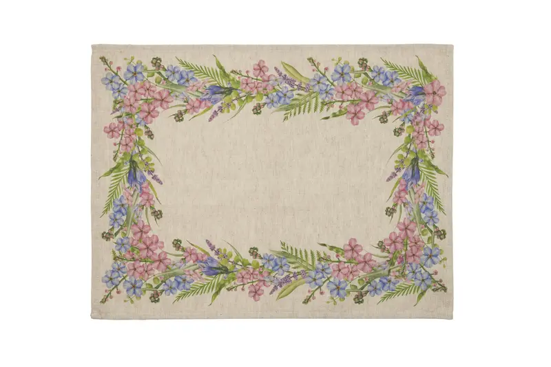 Set di 2 tovagliette americane colazione coppia tovagliette 35 X 50 CM in misto lino stampa floreale fiori  morbide resistenti eleganti made in italy FIORI DI CAMPO