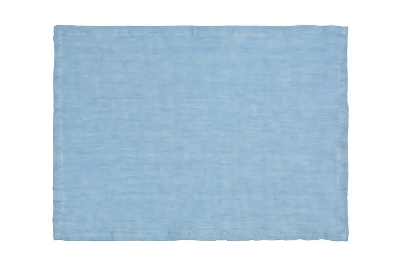 Set di 2 tovagliette americane coppia tovagliette 35 X 50 CM in 100% puro lino lavato delavè stone washed morbido resistente elegante made in italy  AZZURRO
