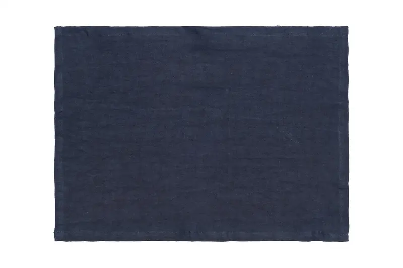 Set di 2 tovagliette americane coppia tovagliette 35 X 50 CM in 100% puro lino lavato delavè stone washed morbido resistente elegante made in italy BLU NOTTE