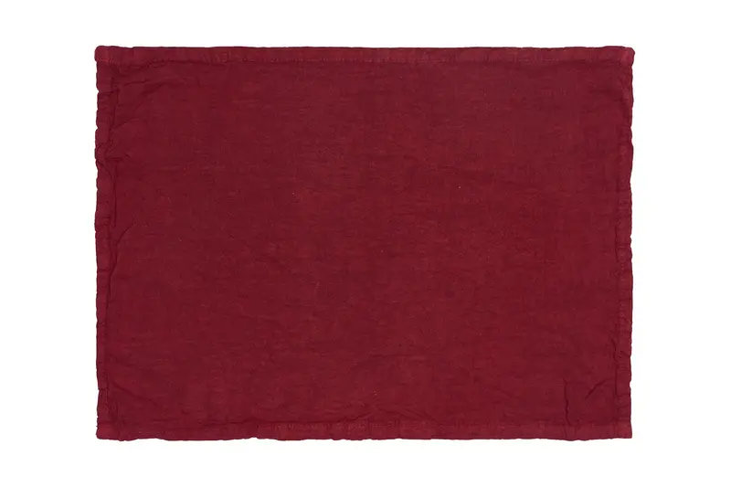 Set di 2 tovagliette americane coppia tovagliette 35 X 50 CM in 100% puro lino lavato delavè stone washed morbido resistente elegante made in italy  BORDEAUX