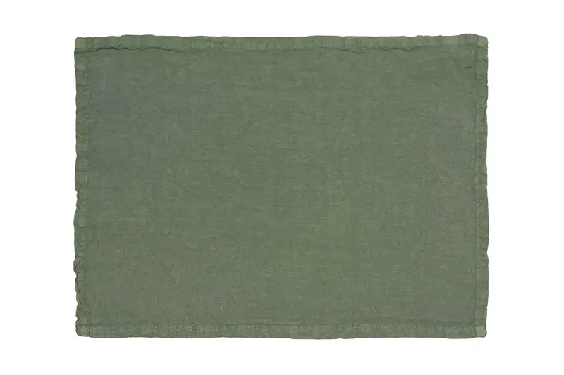 Set di 2 tovagliette americane coppia tovagliette 35 X 50 CM in 100% puro lino lavato delavè stone washed morbido resistente elegante made in italy VERDE OLIVA