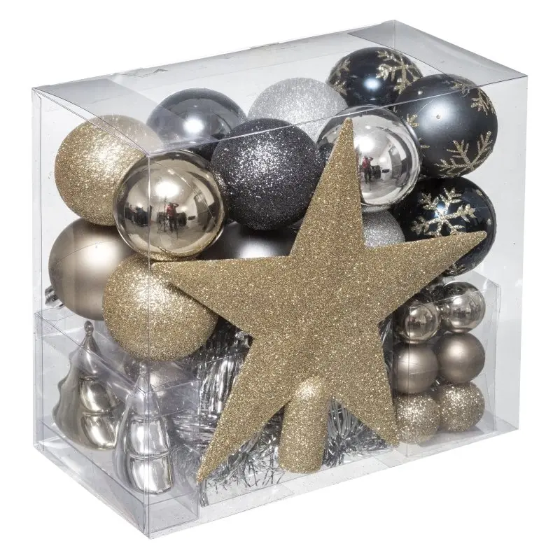 Set di 44 palline di natale argento, oro e nero | rohome