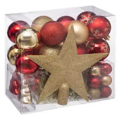 Set di 44 palline di natale rosso ed oro  | rohome