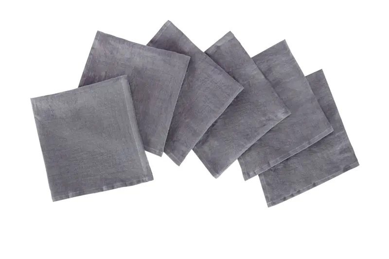 Set di 6 tovaglioli da tavola 45 X 45 CM in 100% puro lino lavato delavè stone washed morbido resistente elegante made in italy GRIGIO TIFONE