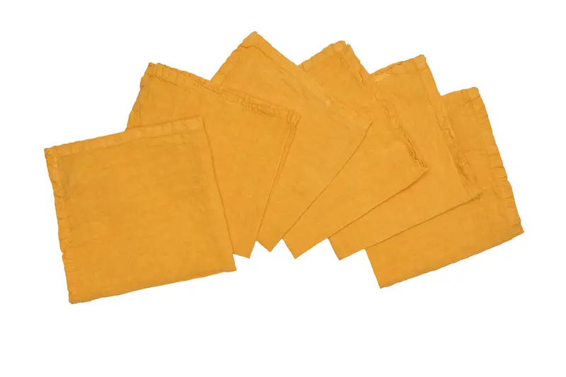 Set di 6 tovaglioli da tavola 45 X 45 CM in 100% puro lino lavato delavè stone washed morbido resistente elegante made in italy  OCRA