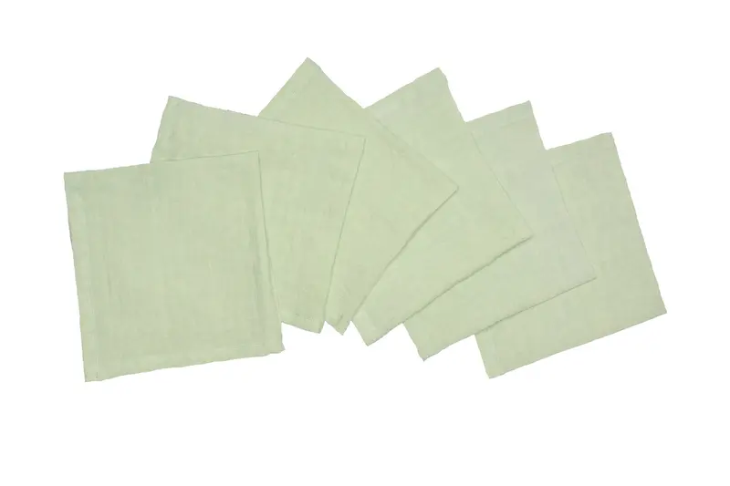 Set di 6 tovaglioli da tavola 45 X 45 CM in 100% puro lino lavato delavè stone washed morbido resistente elegante made in italy VERDE MENTA