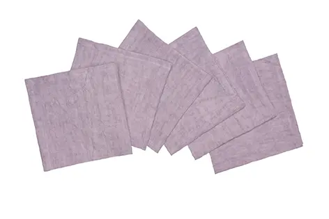 Set di 6 tovaglioli da tavola 45 X 45 CM in 100% puro lino lavato delavè stone washed morbido resistente elegante made in italy VIOLETTA