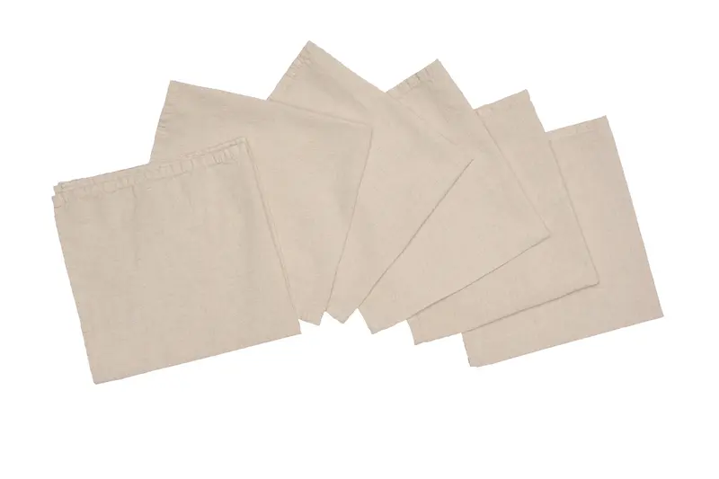 Set di 6 tovaglioli da tavola 45 X 45 CM in misto lino morbido resistente elegante made in italy NATURALE MELANGE