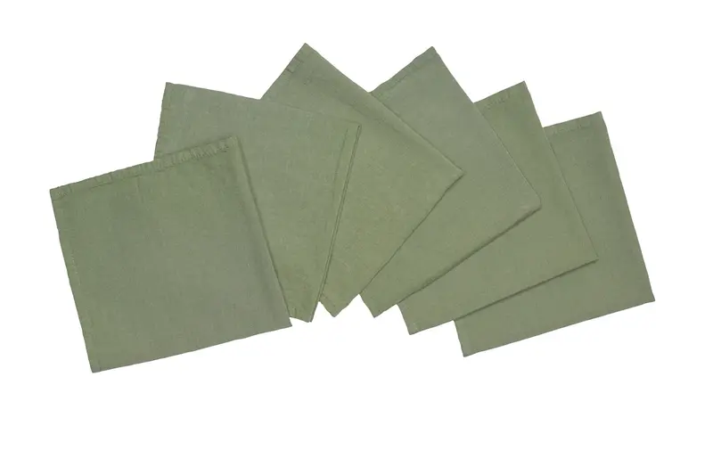 Set di 6 tovaglioli da tavola 45 X 45 CM in misto lino morbido resistente elegante made in italy OLIVA