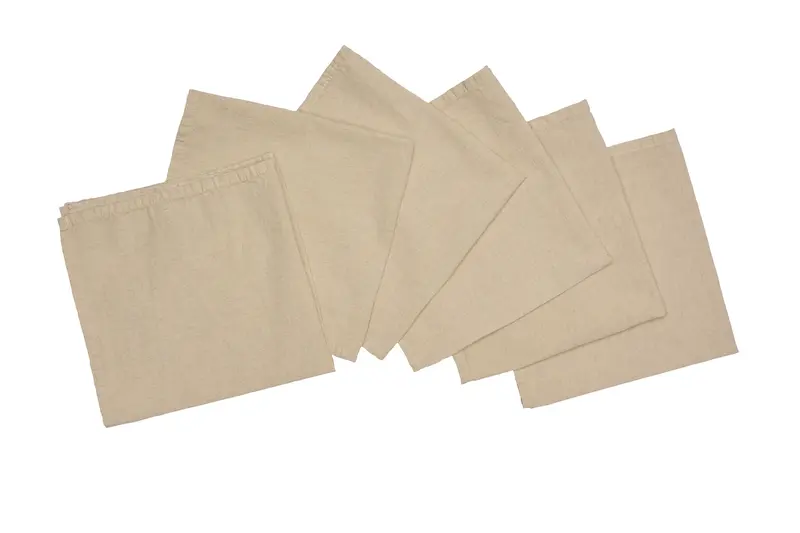 Set di 6 tovaglioli da tavola 45 X 45 CM in misto lino morbido resistente elegante made in italy SABBIA