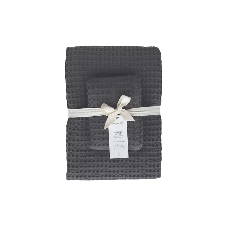 Set regalo asciugamani Big Waffle in cotone biologico