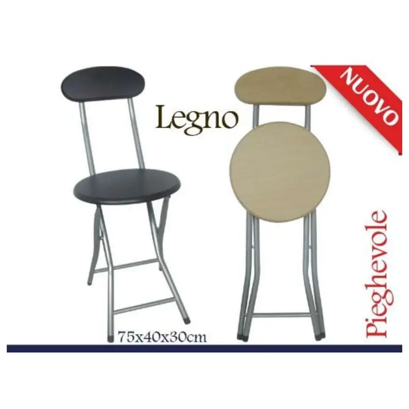 Sgabello Con Schienale Legno 341148 Intr - 75X40X30 Cm