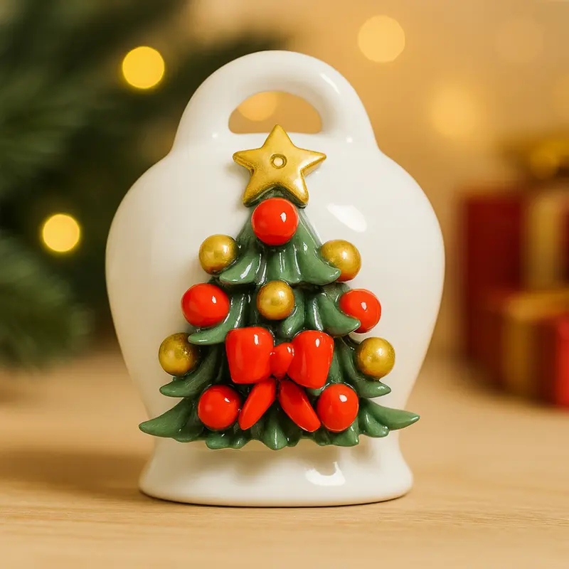 Sharon Campana Natale Porcellana Albero Decorato 10x8 cm
