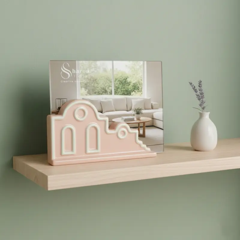 Sharon Cornice Portafoto Porcellana Rosa 16x12 cm Mediterraneo