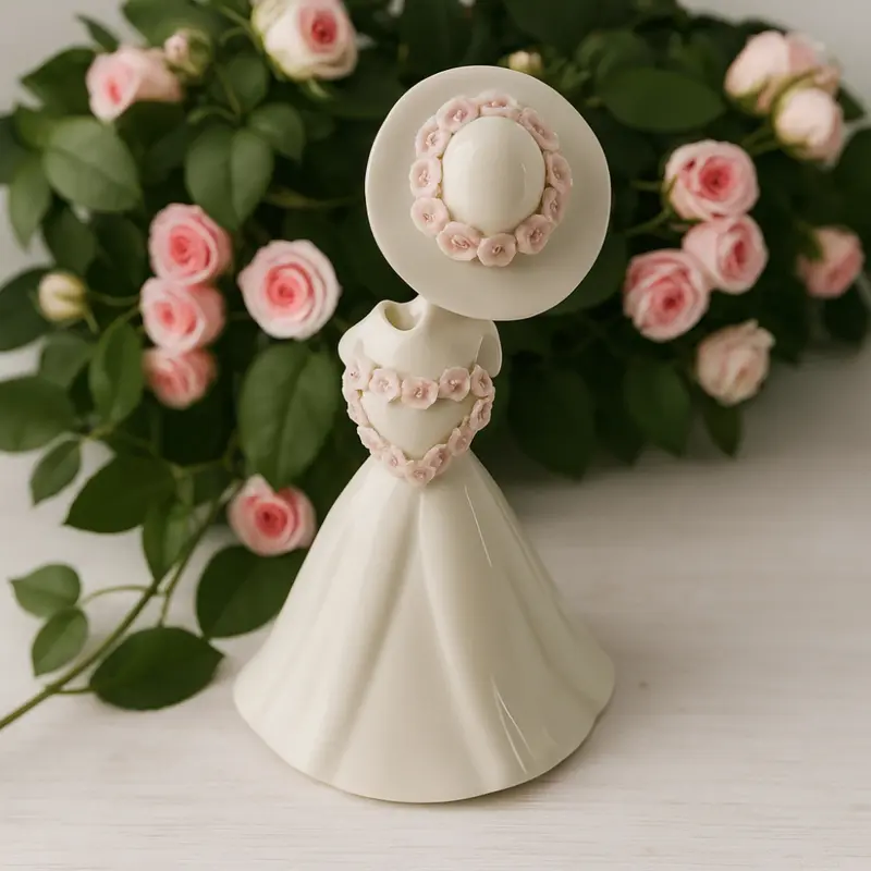 Sharon Diffusore Dama Porcellana Bianca Roselline Rosa H 18 cm