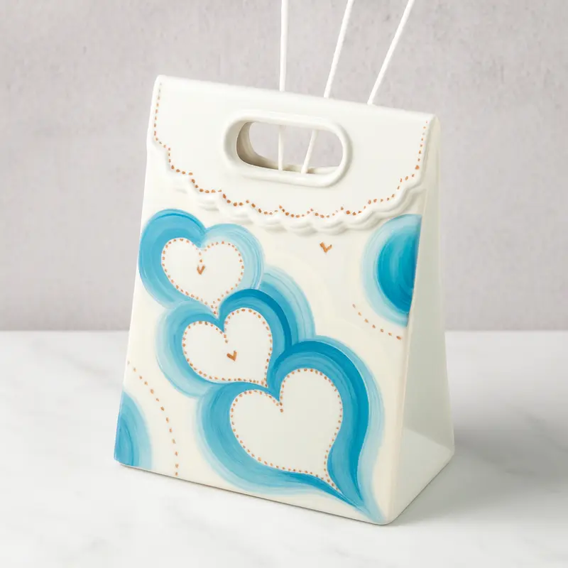 Sharon Diffusore Shopper Bag Porcellana Cuori Cielo 16 cm