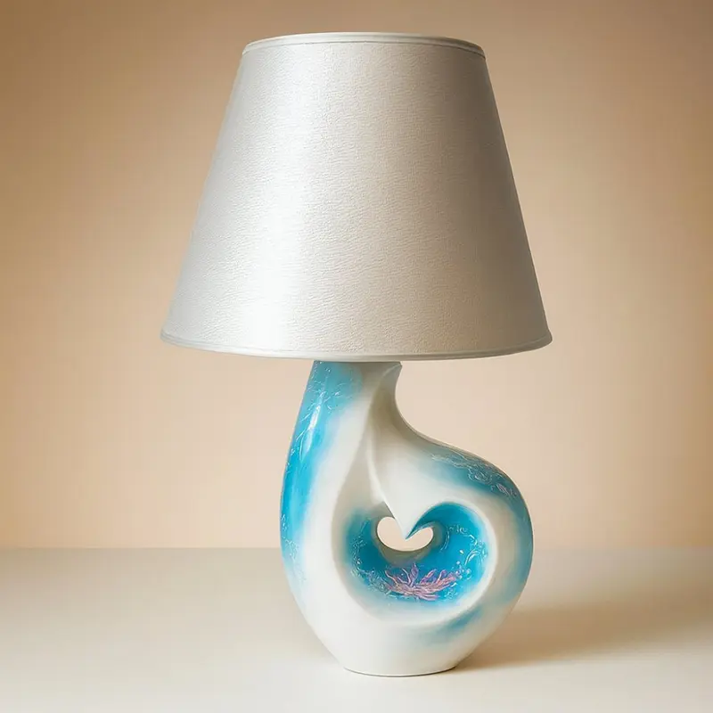 Sharon Lampada Porcellana H 66 cm Paralume Argento Made in Italy
