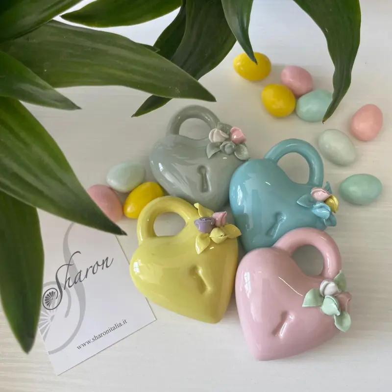Sharon Lucchetto Amore Porcellana Tulipani con Scatola 7x5,5 cm