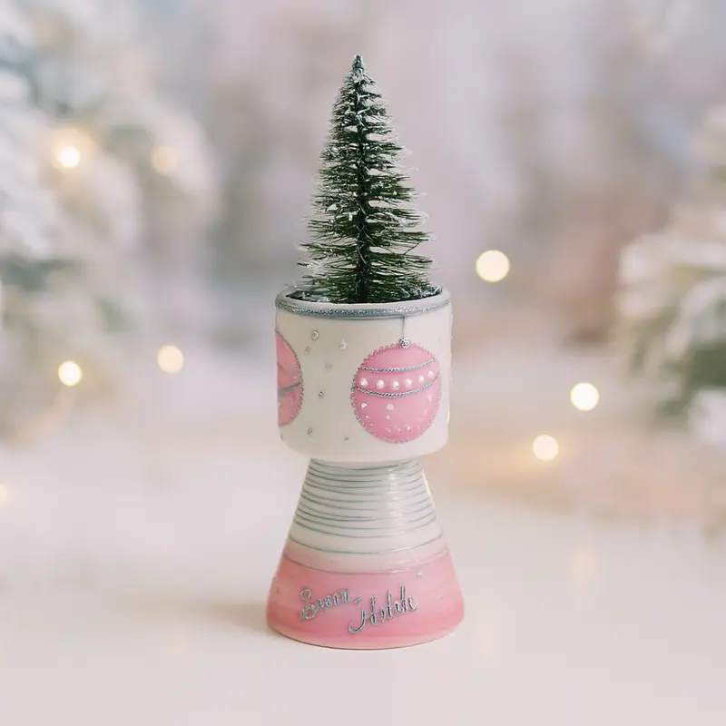 Sharon Porta Piantine Natale Rosa Argento H 24 cm