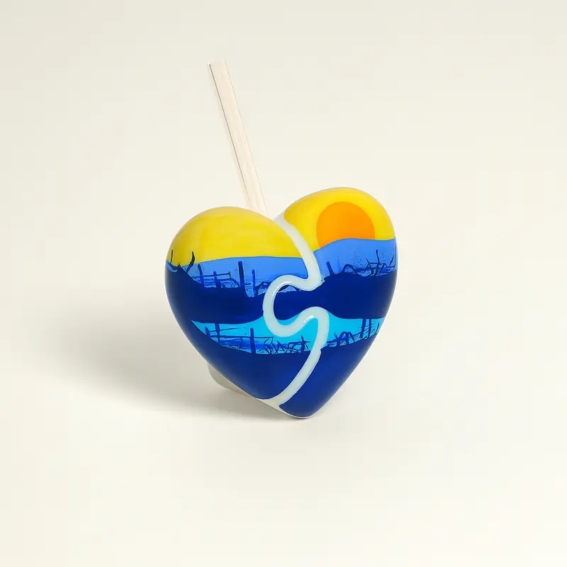 Sharon Sunset Diffusore Cuore Puzzle Porcellana Dipinta 11 cm