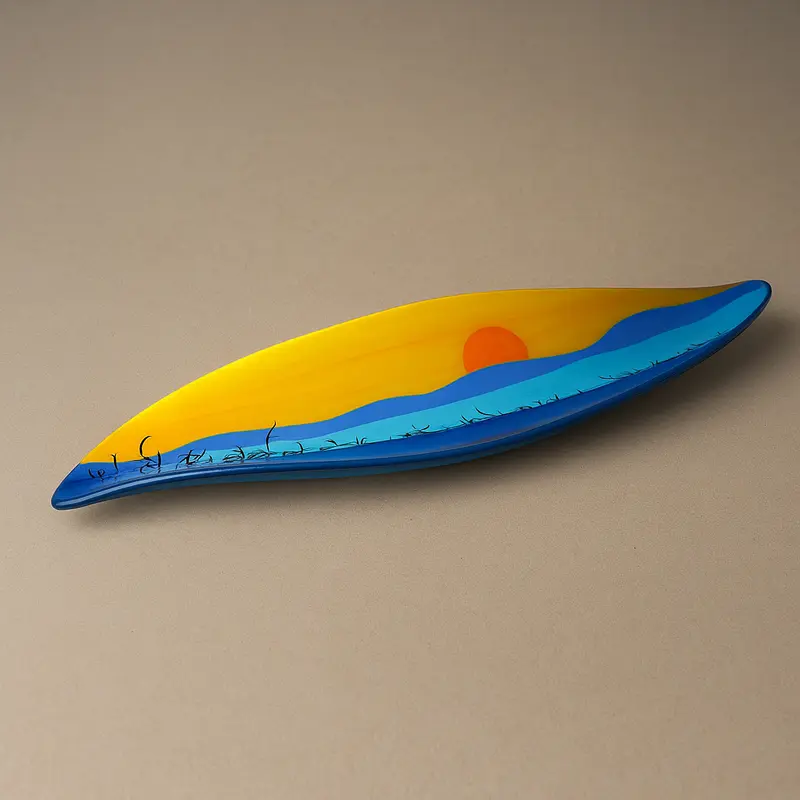 Sharon Sunset Svuotatasche Foglia Ceramica Dipinta a Mano 34x10 cm