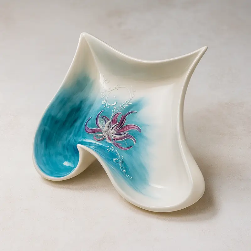 Sharon Svuotatasche Porcellana Limoges Sea 21x21 cm Dipinto Mano