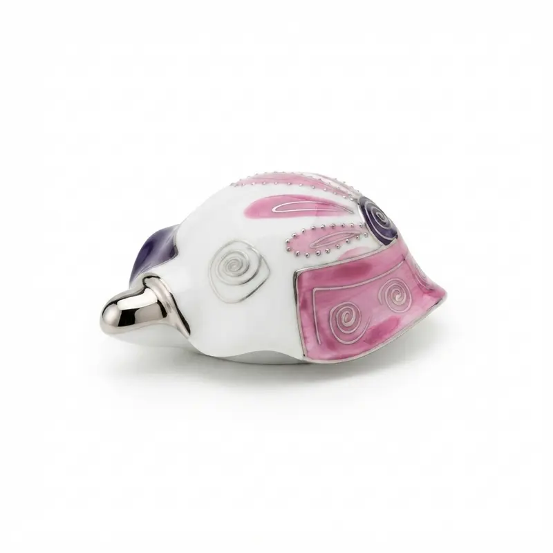 Sharon Tartaruga in Porcellana Rosa e Viola da Collezione 11x8,5x5 cm