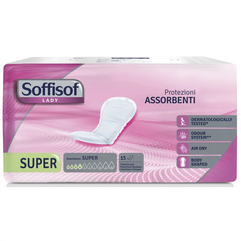 SOFFISOF LADY ASSORBENTI SUPER 15 PZ DISPOSITIVO MEDICO CE DI CLASSE 1