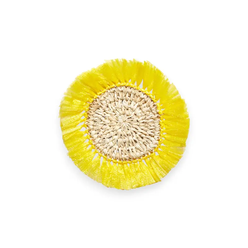 Sottobicchiere intrecciato in rattan con frange