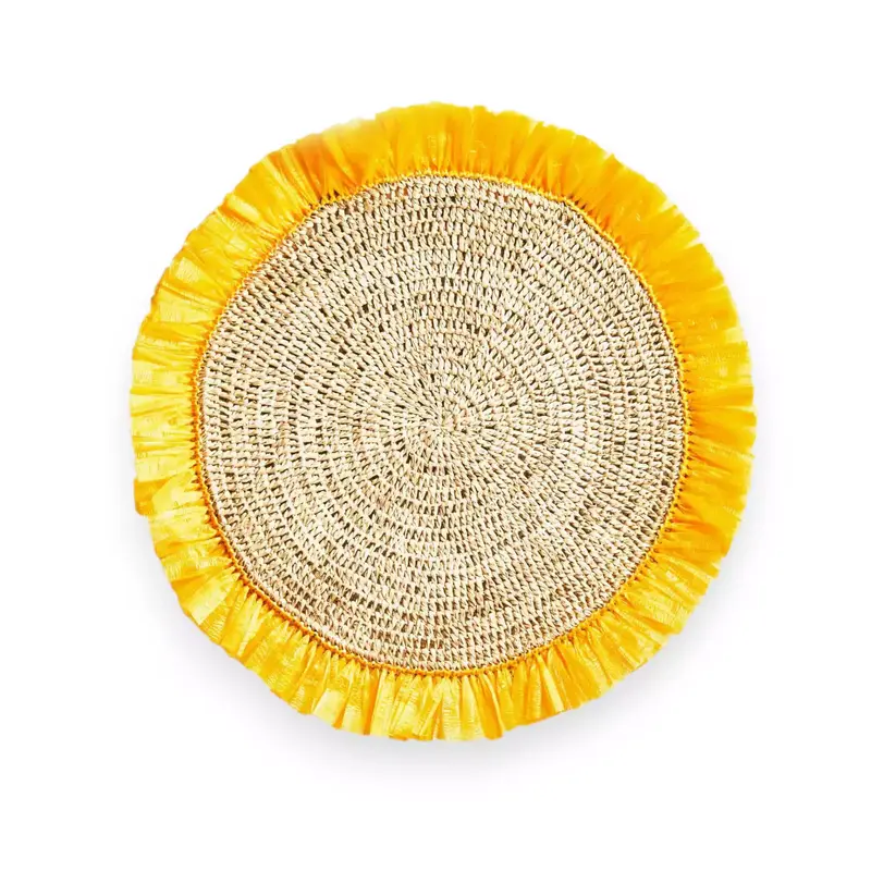 Sottopiatto intrecciato in rattan con frange