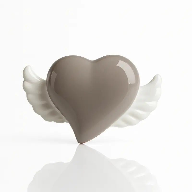 Spago di Terra Cuore Alato Grigio in Ceramica 16x10 cm