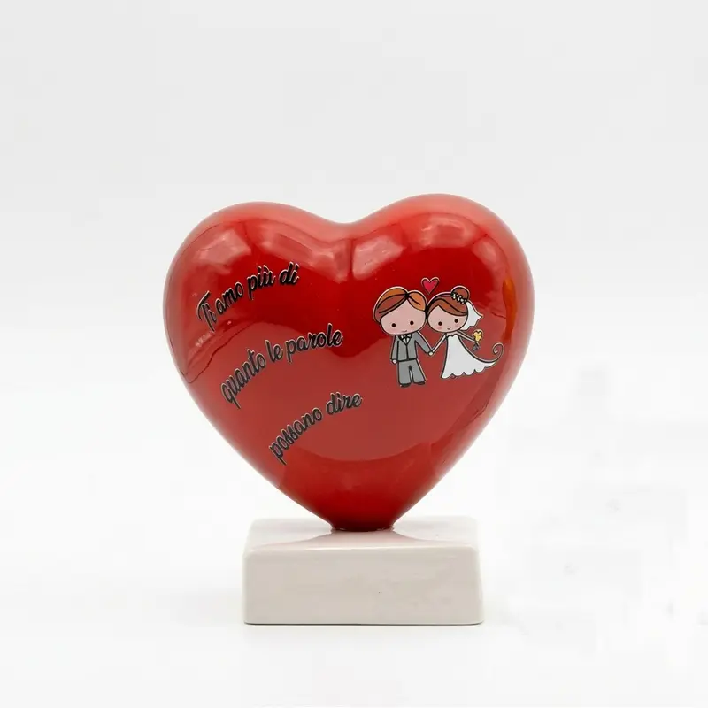 Spago di Terra Cuore Ceramica su Base con Frase 13 cm