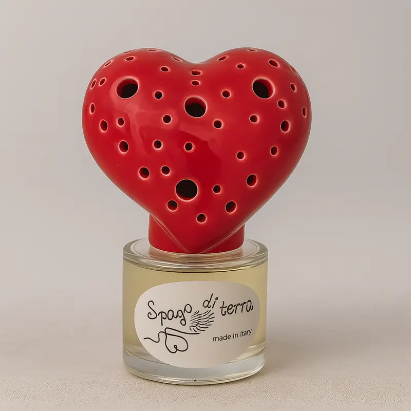 Spago di Terra Diffusore Cuore Rosso Ceramica 50 ml 14x10 cm