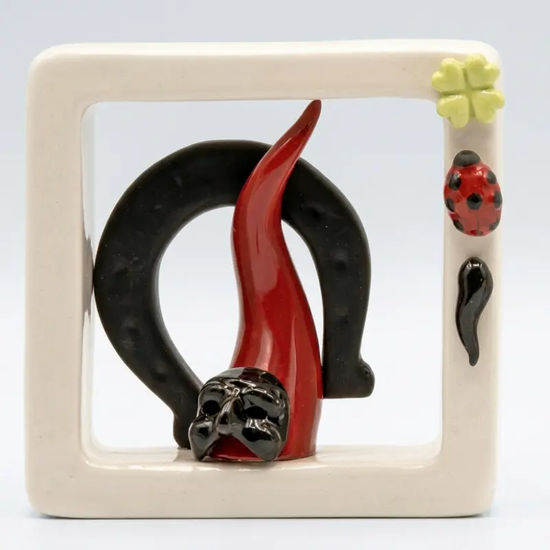 Spago di Terra Quadretto Portafortuna Ceramica 15x15 cm