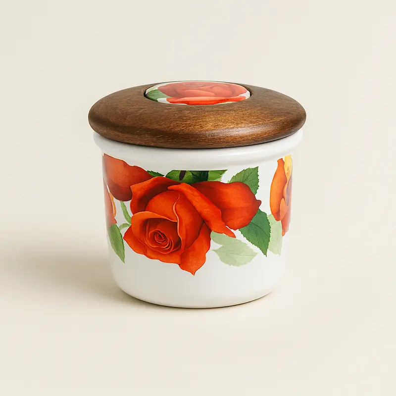 Spigarelli Formaggera Ceramica Rose Rosse H 9x10,5 cm Made in Italy