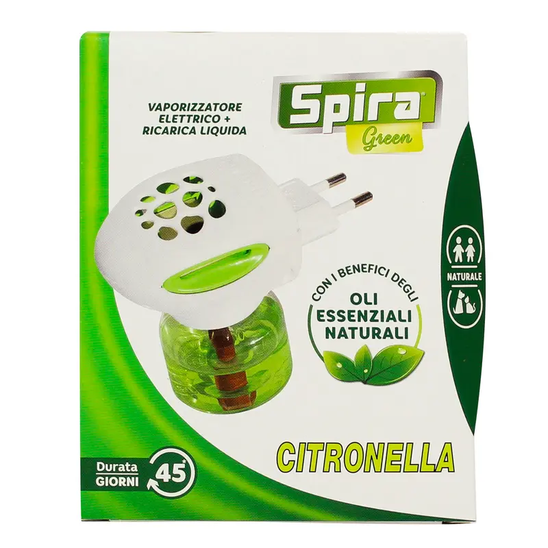SPIRA GREEN CITRONELLA VAPORIZZATORE ELETTRICO + RICARICA LIQUIDA 45 GIORNI