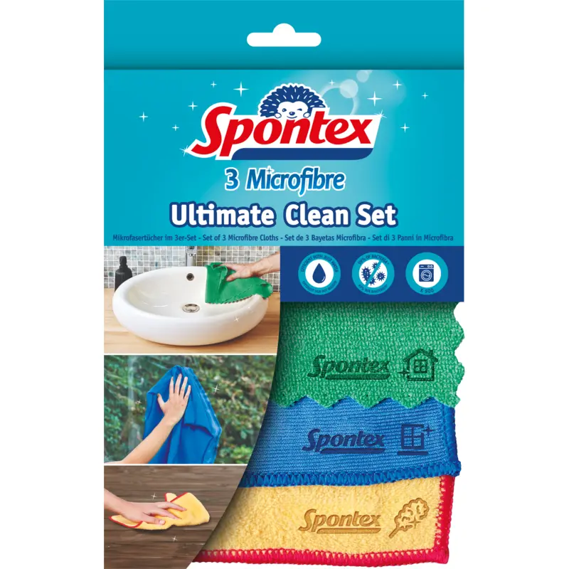SPONTEX MICROFIBRE ULTIMATE CLEAN SET 3 PEZZI