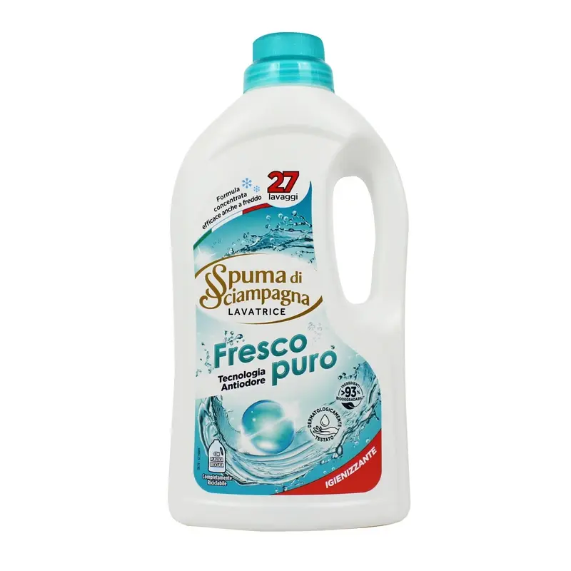 SPUMA DI SCIAMPAGNA DETERSIVO BUCATO LAVATRICE FRESCO PURO IGIENIZZANTE 27 LAVAGGI 1215 ML