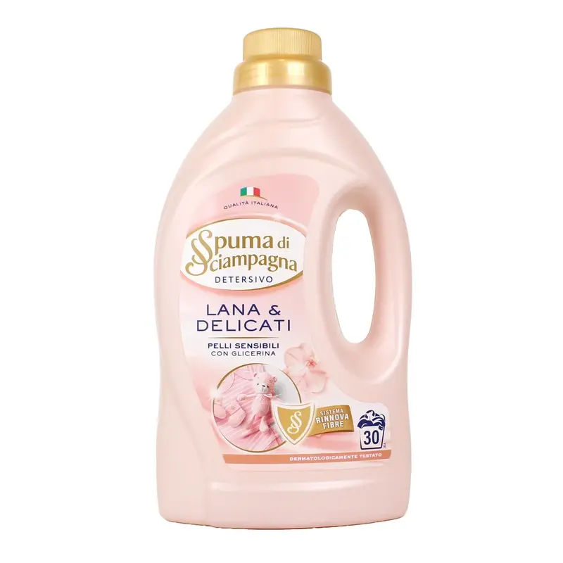 SPUMA DI SCIAMPAGNA DETERSIVO LIQUIDO BUCATO LAVATRICE LANA & DELICATI 30 LAVAGGI 1350 ML